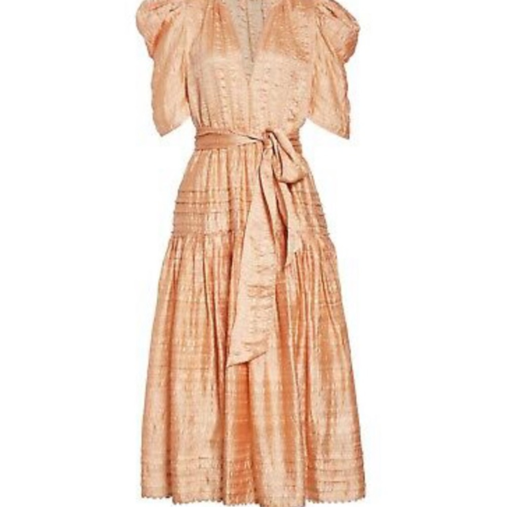 ULLA JOHNSON Rose Peach Midi Dress